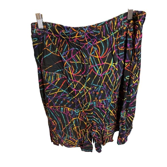 Vintage 90s Black Multicolor Squiggles Made in USA Basic Editions Shorts Sz 18 - Picture 4 of 11